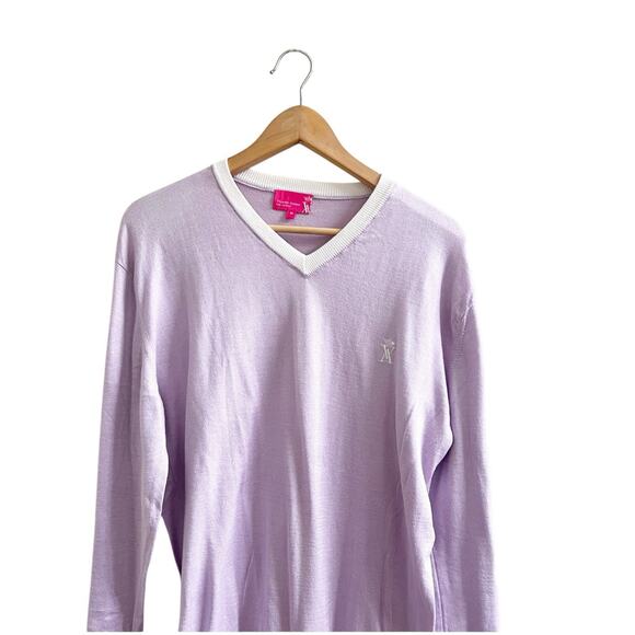 Vicomte Arthur Paris Pastel Colorblock Sweater Purple Size Medium Pima Cotton - Picture 4 of 8